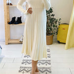 Women's Knitted Loose Patchwork A Line Dress Long Sleeve Loose O Neck Dress