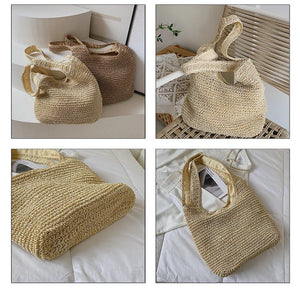 New Fashion Straw Tote Bag Woven Large Capacity Handbags Summer Beach Straw Bags Casual Tote Purses