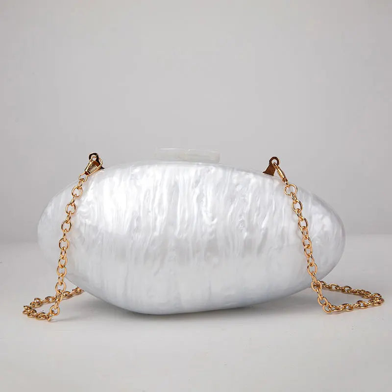 Pearl Acrylic Evening Bag New Fashion Luxury Mini Clutch Purse Women's w/ Chain Shoulder Crossbody Wedding Party Handbag