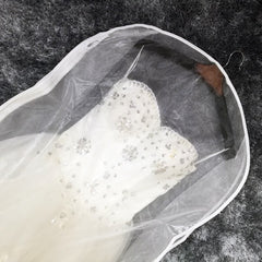 Double-sided Transparent Tulle/Voile Wedding Dress Dust Cover with Side-zipper for Home Wardrobe Gown Storage Bag