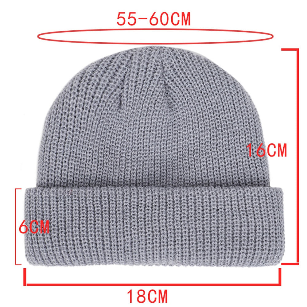 Winter Warm Beanies Casual Short Thread Hat Streetwear Unisex Warm Knit Cap