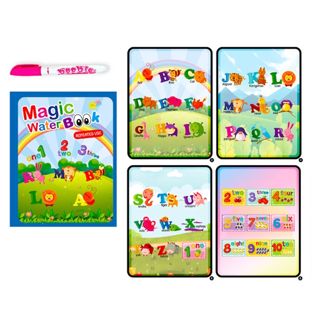 Magic Reusable Water Coloring Book For Children Montessori Toys Drawing Book For Kids Unicorn Dinosaur Animal Ocean Universe Cartoon Early Education Toys for Kids
