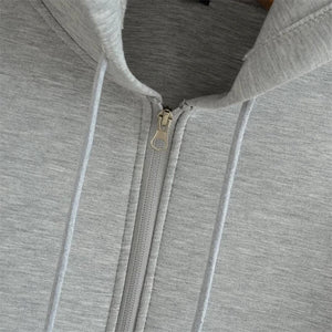 New Fashion Women's Zipper Hoodie Unisex Double Pockets Oversized Loose Sweatshirt Outerwear Top