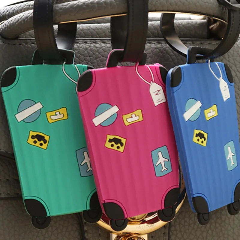New Fashion Silicon Luggage Tags Travel Accessories for Bags Portable Luggage Tag Cartoon Style for Girls Boys Card Tag Cover