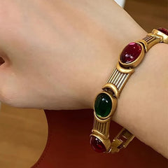 Vintage Y2K Solid Bracelet with Colorful Crystals Handmade Jewelry Gift Bracelet for Her