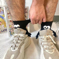 Funny Magnetic Couple Socks Big Eyes Magnet Socks for Lovers Friends Sisters Novelty Hand in Hand Socks