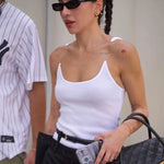 Cropped Top with Cut off Strap White Camisole Women Sexy Fashion Tank Top Summer Streetwear