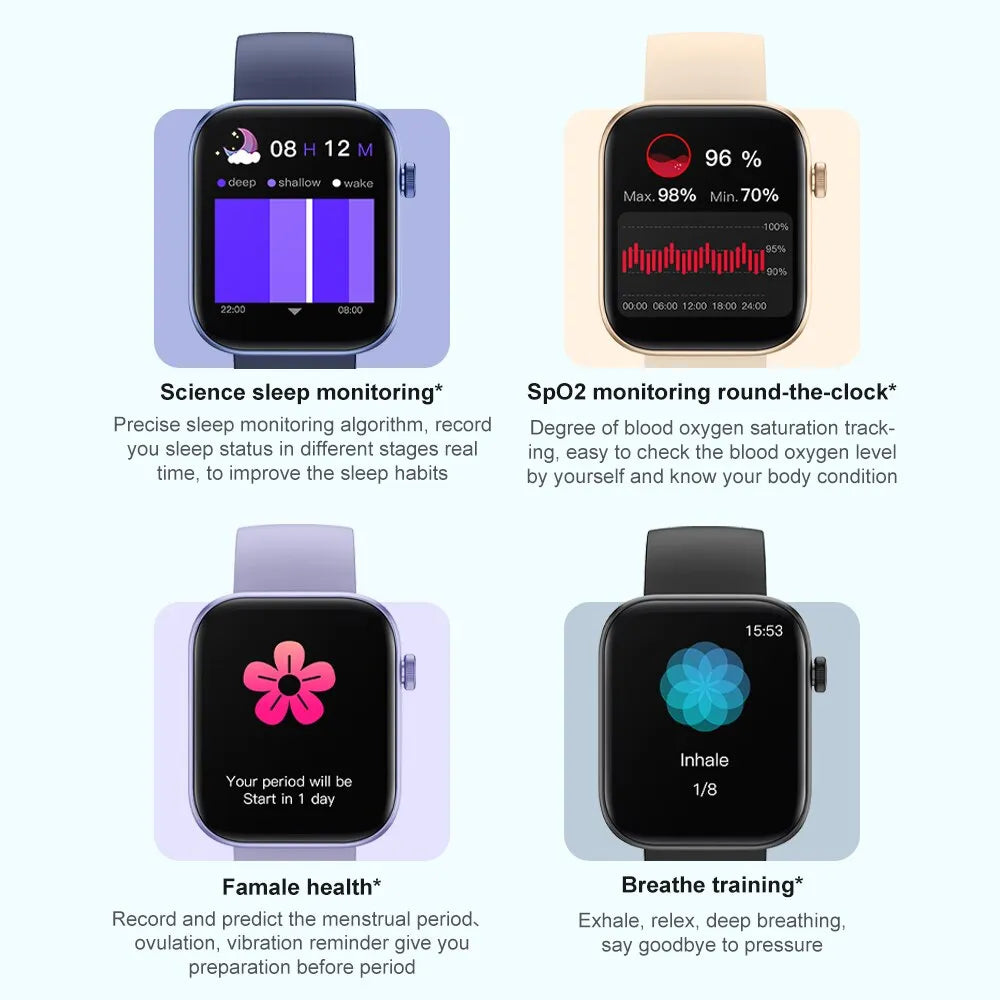 Voice Calling Smartwatch Men/Women Health Monitoring IP68 Waterproof Smart Notifications Voice Assistant Smart Watch