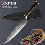 Chef's Kitchen Knife Set Japanese Stainless Steel Sanding Laser Pattern Knives