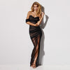 Elegant Off Shoulder Bandage Dress Sexy Mesh Patchwork Celebrity Inspired Club Party Long Dress