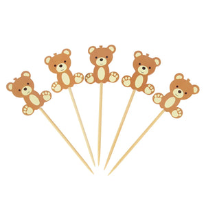 20-Piece Lot Cute Bear Food Picks Cake Dessert Hors D'oeuvres Appetizer Toothpicks Fruit Forks Birthday Party Baby Shower Christmas Decoration Supplies