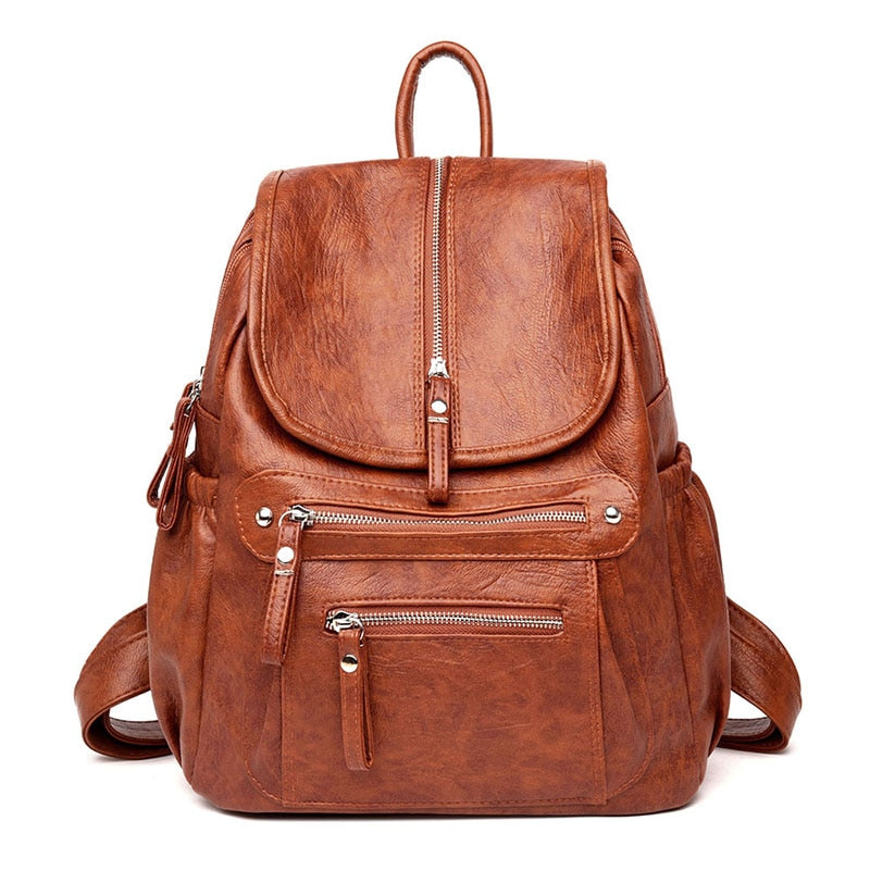 Women's High Quality Leather Backpacks Vintage School Genuine Leather Backpack Shoulder Bag