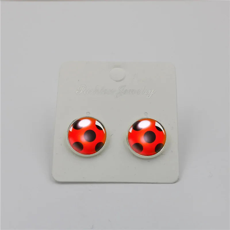Glass Ladybug Earrings, Cute Gem Bug Stud Earrings for Women/Men/Kids Birthday/Christmas/Holiday Gift for Her/Him
