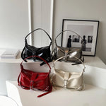 Silver Faux Leather Crossbody Bag Luxury Y2k New Fashion Underarm Shoulder Bag Quality Handbags