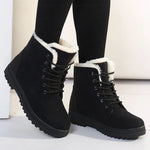 Women's Winter Ankle Boots With Fur Lining Low Rubber Heel Snow Boots