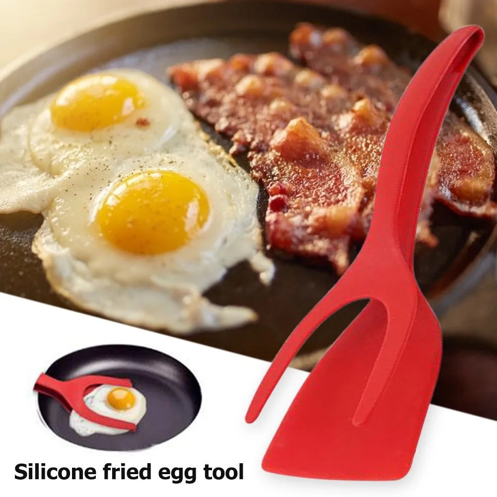 2 In 1 Nylon Grip Flip Tongs Egg Spatula Tongs Steak Spatula Tongs Clamps Fried Pancake Turners Kitchen Accessories