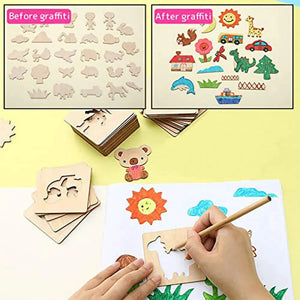 Montessori Drawing Toys Wooden DIY Kids Toys Painting Template Stencils Learning Educational Toys for Children Great Gift Idea 20pcs