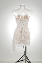 White Lace Patchwork Dress for Women Luxury Dresses Elegant Evening Gowns Prom Dresses