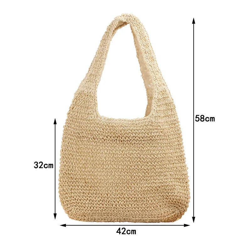 New Fashion Straw Tote Bag Woven Large Capacity Handbags Summer Beach Straw Bags Casual Tote Purses