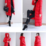 Women's Long Hooded Puffer Coat – Winter Essential - Plus Sizes