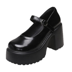 Women's Fashion White Platform Heels Loafers Shoes Casual College Student Shoes Chunky Heels Platform Shoes