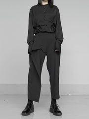 Women's Elastic Waist Brief Above Ankle Pleated Long Trousers