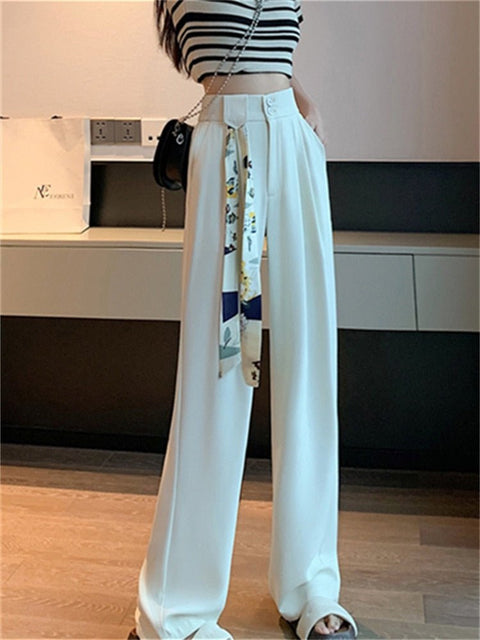 High Waist Wide Leg Pants Women Button-Up Casual Comfortable Everyday Fashion Trousers