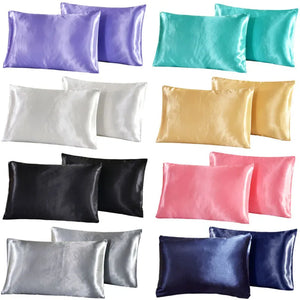 2-Piece Pure Emulation Silk Satin Pillowcase Comfortable Pillow Cover Pillowcase For Bed Throw Single Pillow Covers