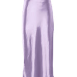 Women's  Purple Satin Silk Skirt High Waist Sexy Long Elegant Office Skirt