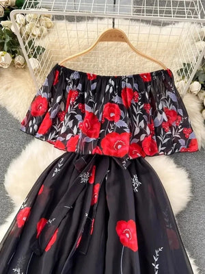 Summer Midi Dress black floral