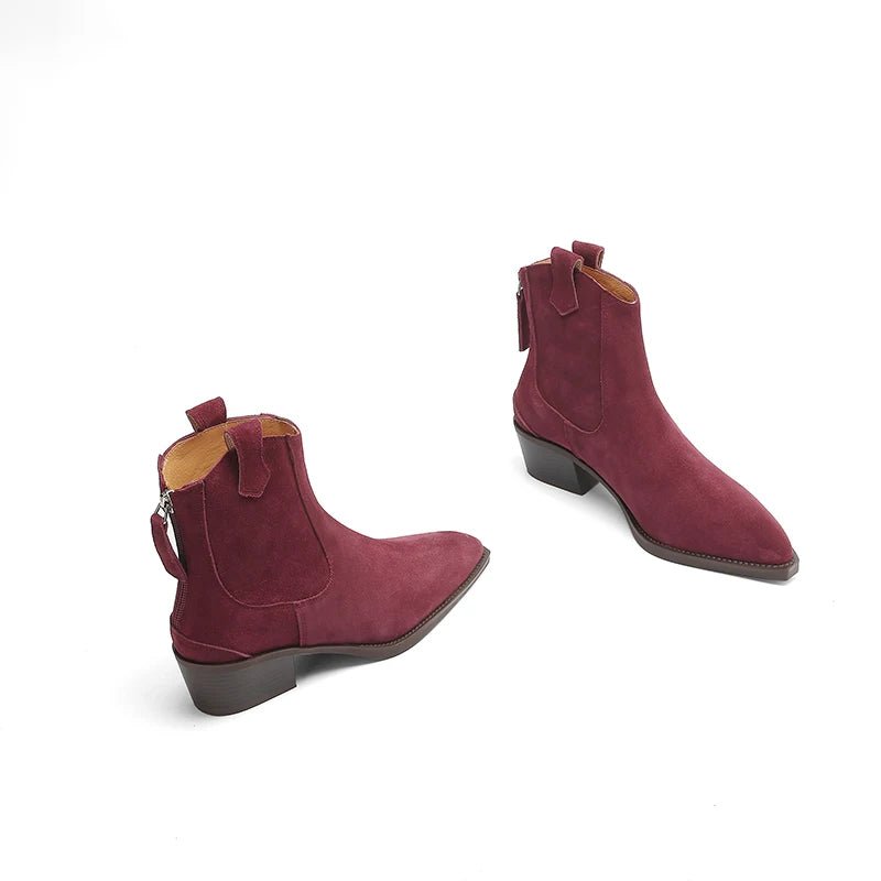 Suede Ankle Boot burgundy