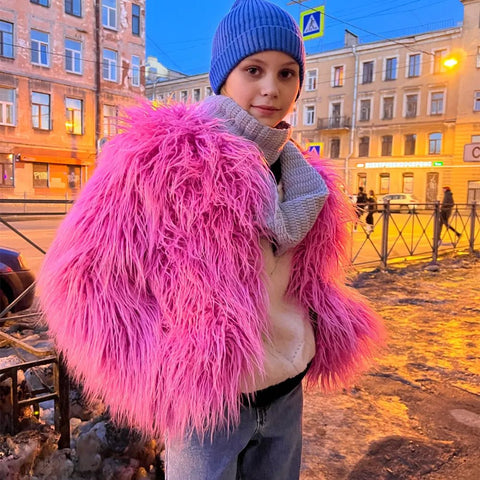 Faux Fur Coat rose