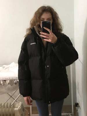 Women's Thick Coat Winter Jacket Stand Up Collar Cotton Padded Jackets Fashion Thick Parka