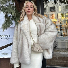 Luxury Faux Fur Gradient Oversized Coat – Chic Winter Fashion for Women