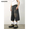 Women's Retro Wide Leg Baggy Jean Shorts Casual Denim Shorts Aesthetic High Waist Loose Shorts New Fashion Punk Shorts