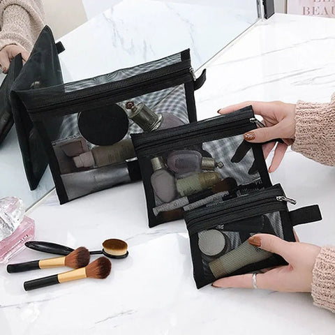 Cosmetic Bag Mesh Transparent Travel Storage Makeup Organizer Pouch Portable Toiletry Beauty Case