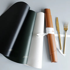Tableware Pad Placemat Table Mat  PU Leather Heat Insulation Non-Slip Simple Placemats And Coaster Set Placemat for Dining Table