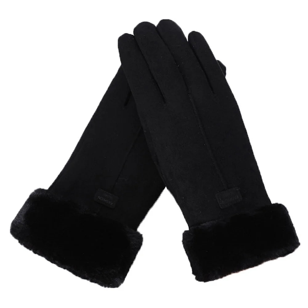 Women's Winter Touchscreen Gloves with Faux Fur Lining