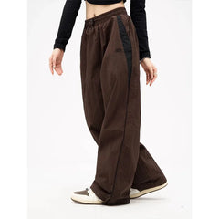 Wide Leg Loose Drawstring Cargo Pants Solid Color Baggy Trousers Oversized Mid Waist Sweatpants Retro Sporty Y2k Women Clothes