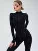 Sexy Bodycon Slim Bodysuit for Women O Neck Jumpsuit Long Sleeve Zipper Bodysuit Rompers