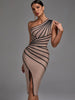 One Shoulder Bandage Dress for Women Elegant Sexy Evening Party Dress High Quality Bodycon Dress