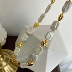 Brass Natural Baroque Pearl Beads Necklace Fine Jewelry Punk Designer Runway Rare Design Necklace