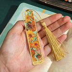 Elegant Metal Art Bookmarks with Tassels – Floral Art Painting Collection BookMarks for Book Lovers