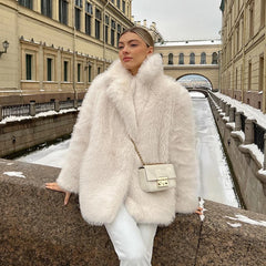 Faux Fur Coat white