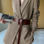 Women's Vintage Wool Blazer Jackets Boutique Fashion Chic Casual Jacket Outerwear Coat With Belt