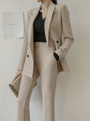 Women's Elegant Pant-Suit 2 Piece Set Business Blazer and Trousers