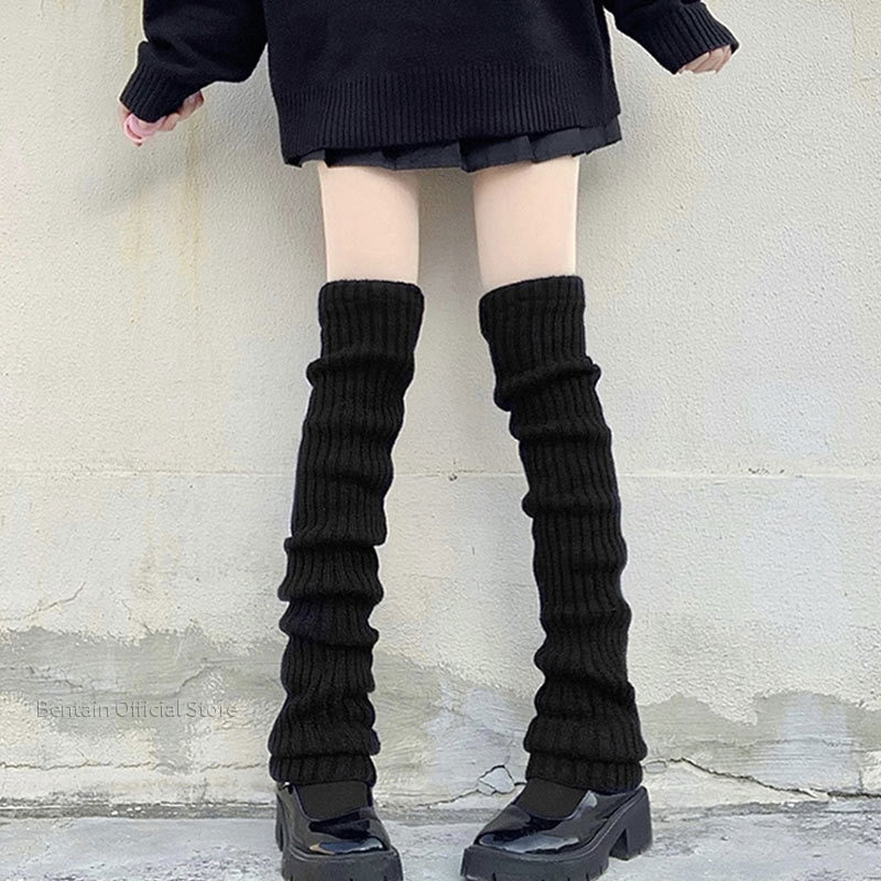 Women's Thigh High Knit Leg Warmers, Stylish Warm Socks, Punk Vintage 90's School Girls Knitted Leg Warmers
