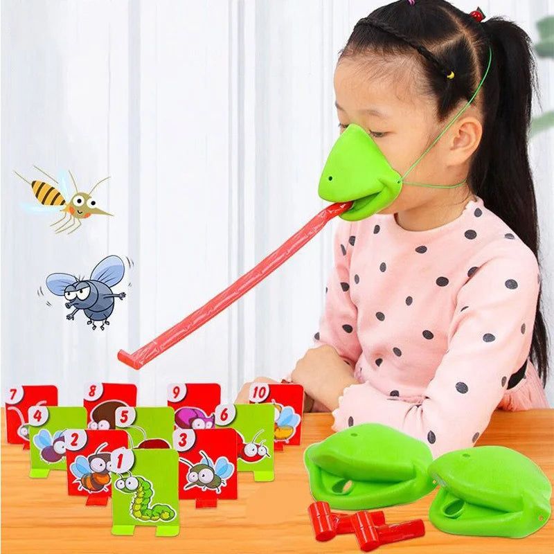 Frog Tongue Slap Game Lizard Mask Wagging Tongue Lick Cards Board Games for Children Family Party Toys Anti-Stress Funny Desktop Game Toys Gift for Kids