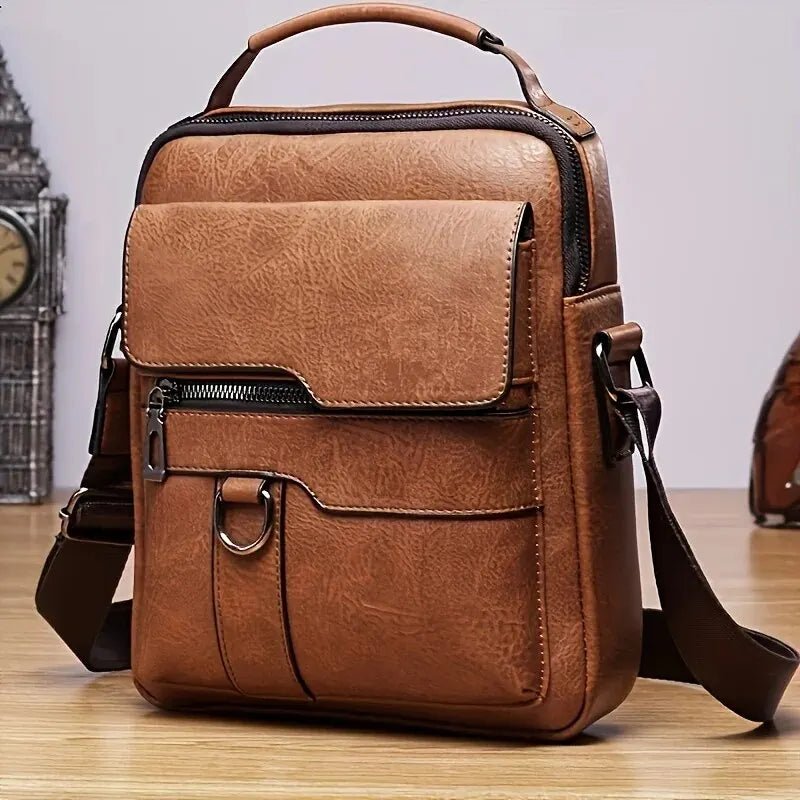 Brown leather handbag for men