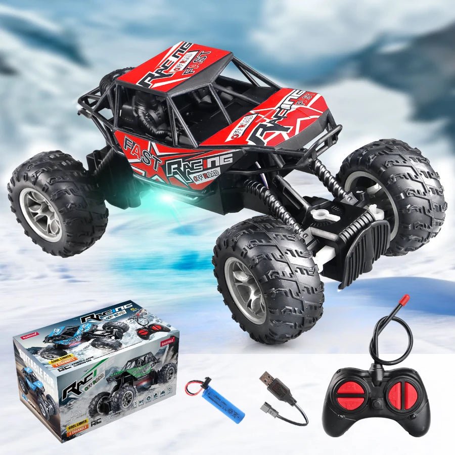 4-Way Remote Control Off-Road Car with Lights & Anti-Slip Tires – Kids Outdoor Climbing Toy